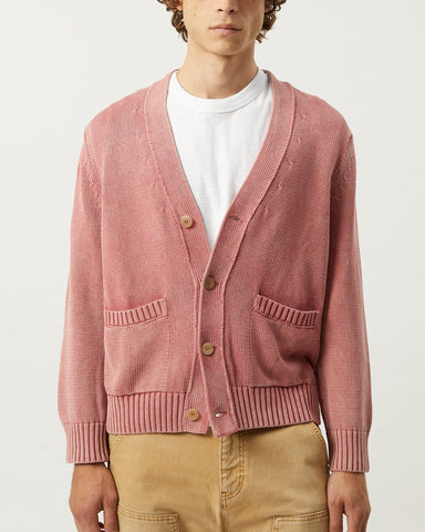 Acid Wash Cardigan - Red