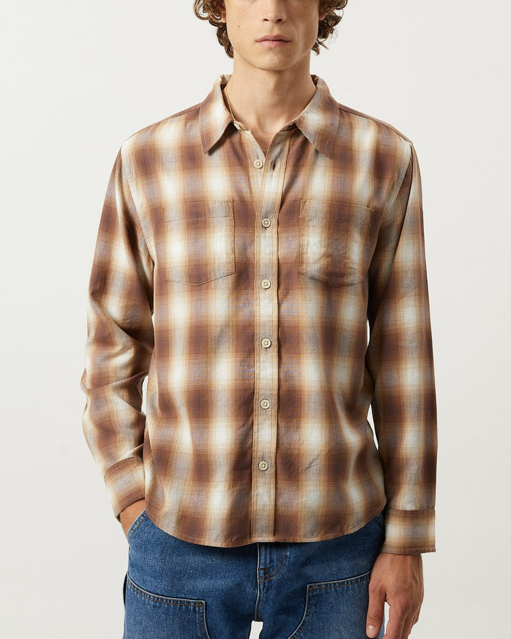 Driftwood Plaid LS-LS w/ 1 Chest Pocket-Original Madras Trading Co. (OMTC)-Corridor