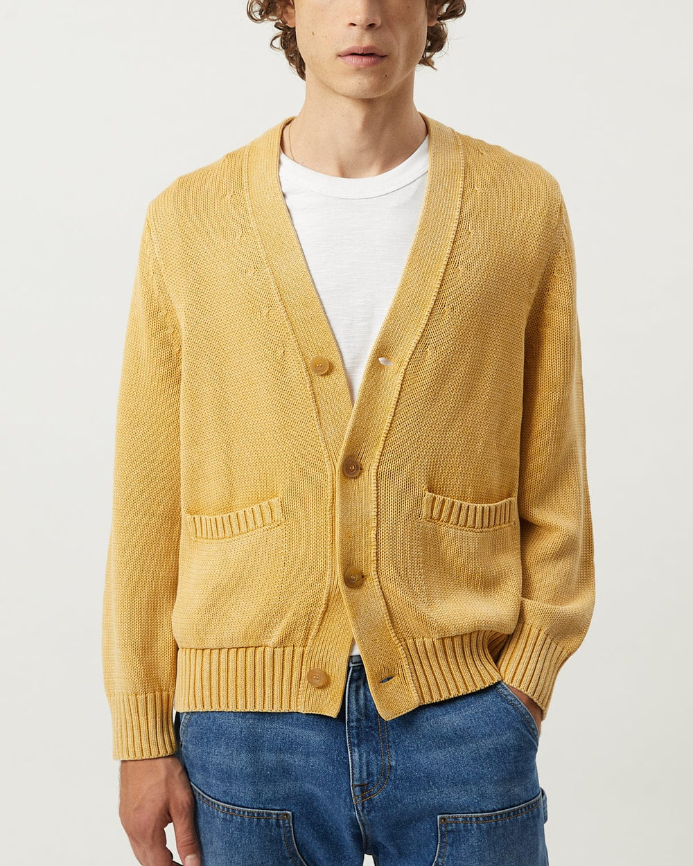 Acid Wash Cardigan - Gold-Knit Cardigan-Alpafina-Corridor