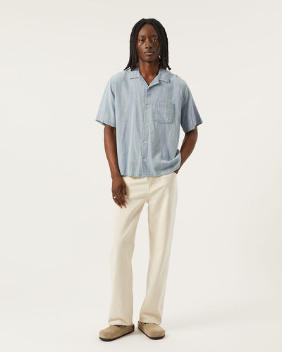 Striped Seersucker SS - Indigo-SS w/ Camp Collar-Original Madras Trading Co. (OMTC)-Corridor