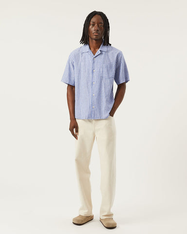 Linen Stripe SS - Blue