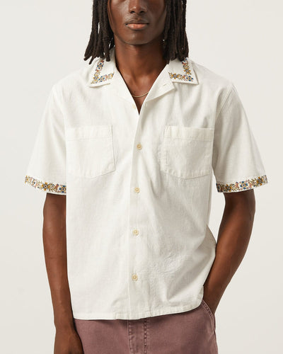 Harmony Embroidered SS - White-SS Camp w/ 2 Chest Pocket-Original Madras Trading Co. (OMTC)-Corridor