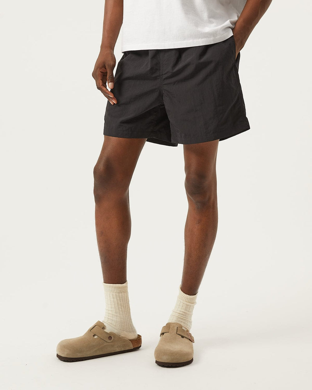 Nylon Drawstring Shorts - Black-Draw String Shorts-Black Q-Corridor