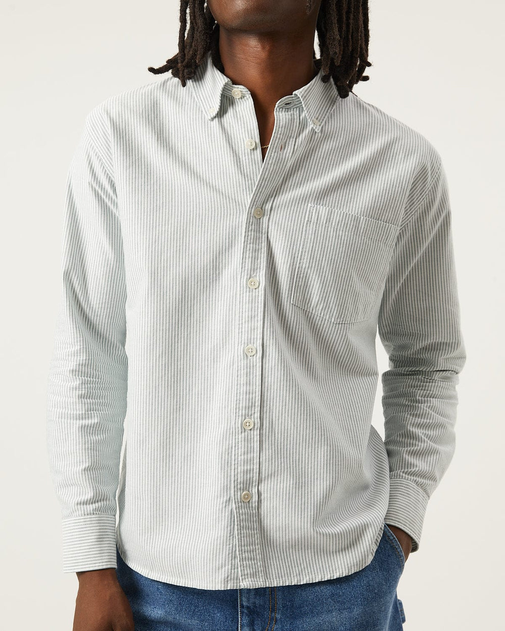 Stripe Oxford LS - Green