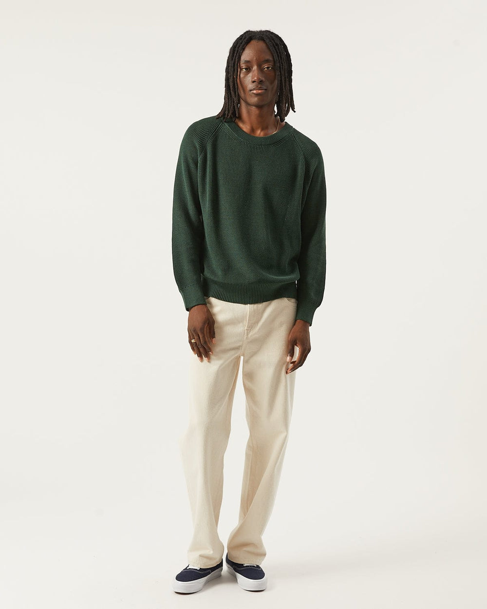 Cotton Crewneck - Green-Crewneck-Black Q-Corridor