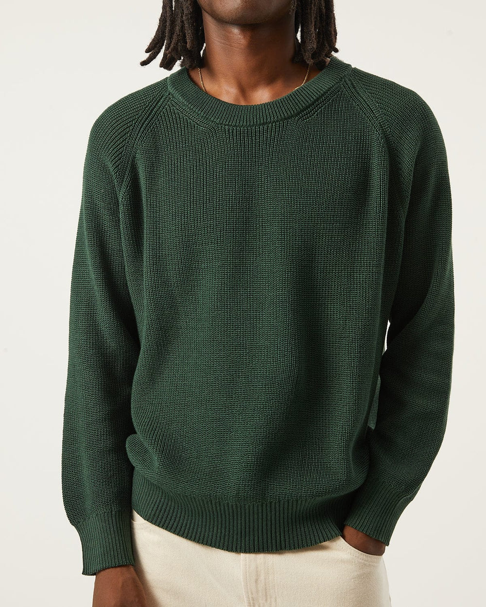 Cotton Crewneck - Green-Crewneck-Black Q-Corridor