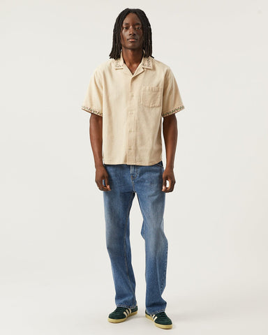 Hopsack Embroidered SS Camp - Khaki