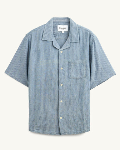 Striped Seersucker SS - Indigo