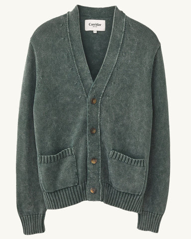 Acid Wash Cardigan - Green