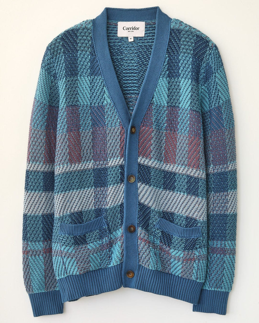 Blow Up Plaid Cardigan - Blue-Cardigan-Corridor-Corridor