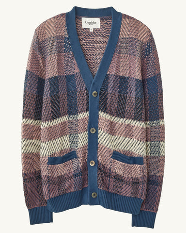 Blow Up Plaid Cardigan - Pink