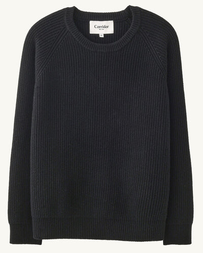 Wool Cashmere Crewneck - Black-Crewneck-Black Q-Corridor
