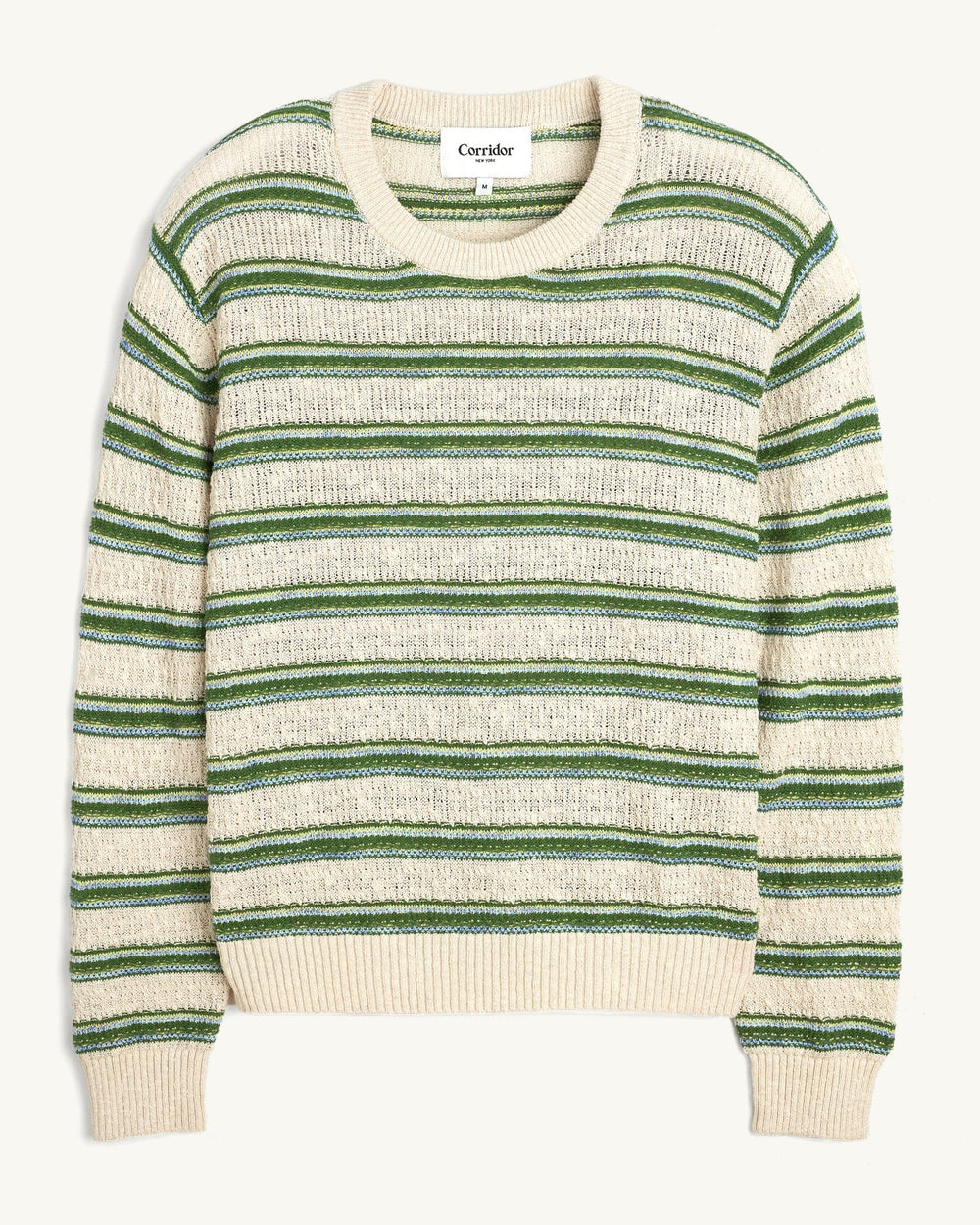 Stripe Linen Silk Crewneck-Crewneck-Black Q-Corridor