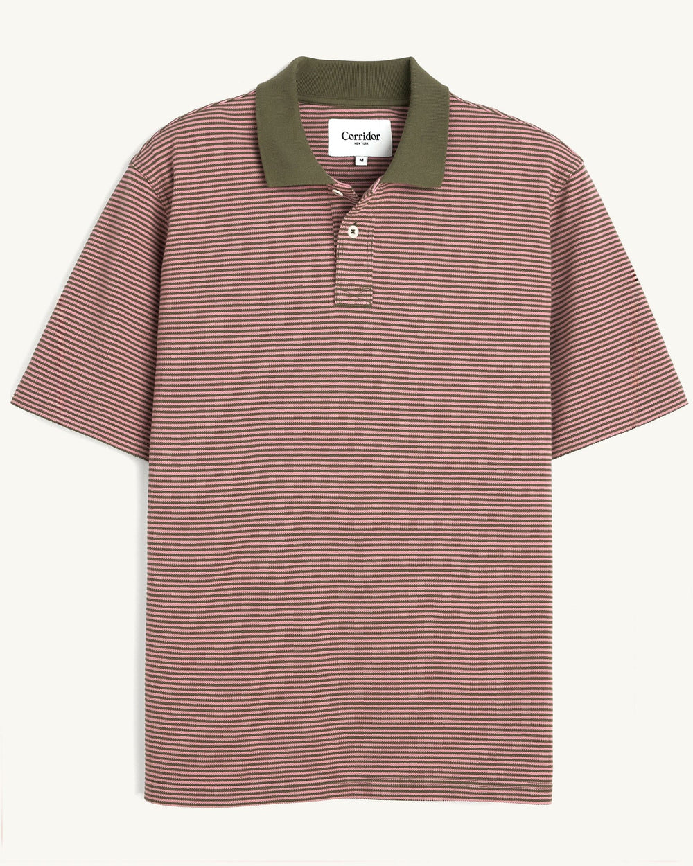 Stripe Pique Polo - Pink-Jersey Polo-Siena-Corridor
