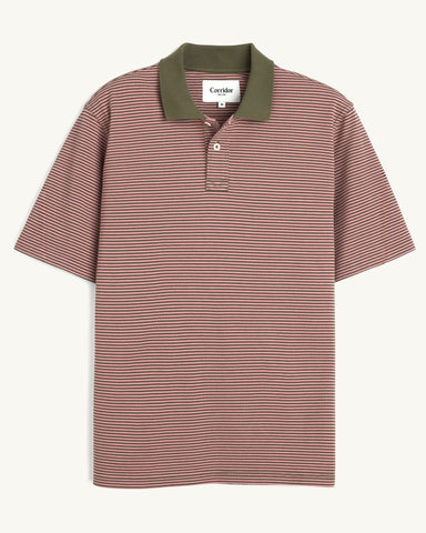 Stripe Pique Polo - Pink