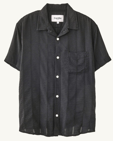 Striped Seersucker SS - Black