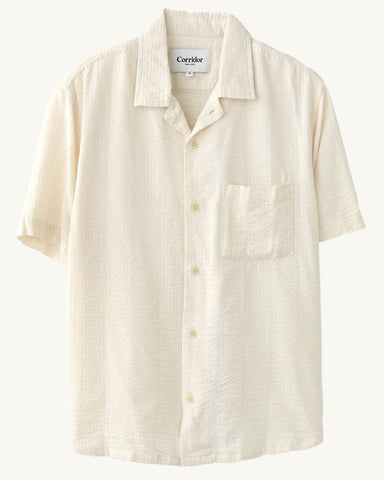 Striped Seersucker SS - White