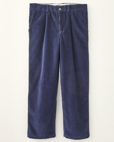 Cord Pleated Trouser - Navy