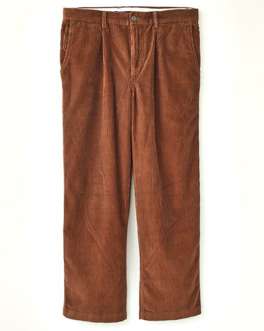 Cord Pleated Trouser - Brown