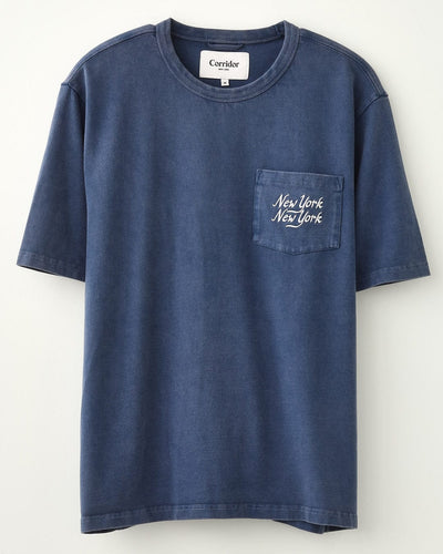 Organic NY Script Tee - Navy-T-Shirt-Corridor-Corridor