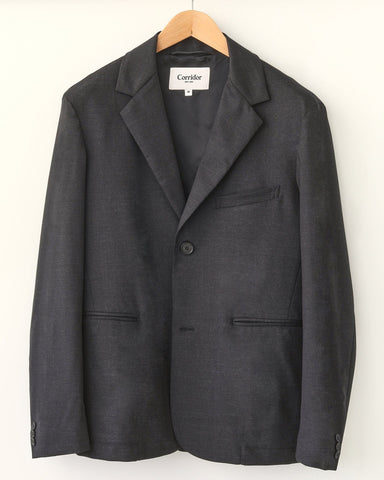 Tropical Wool 2 Button Blazer - Charcoal