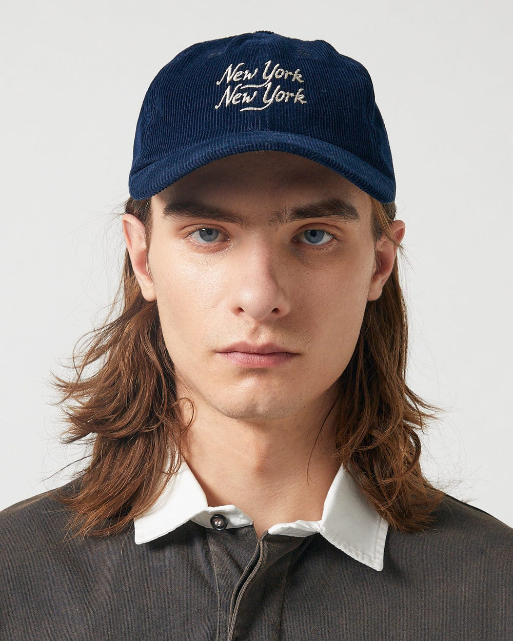 Corduroy Script NY NY Cap - Navy-Cap-Merch Sourcing-Corridor