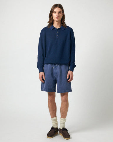 French Terry Garment Dyed Shorts - Blue