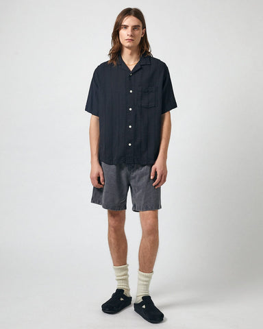 French Terry Garment Dyed Shorts - Washed Black