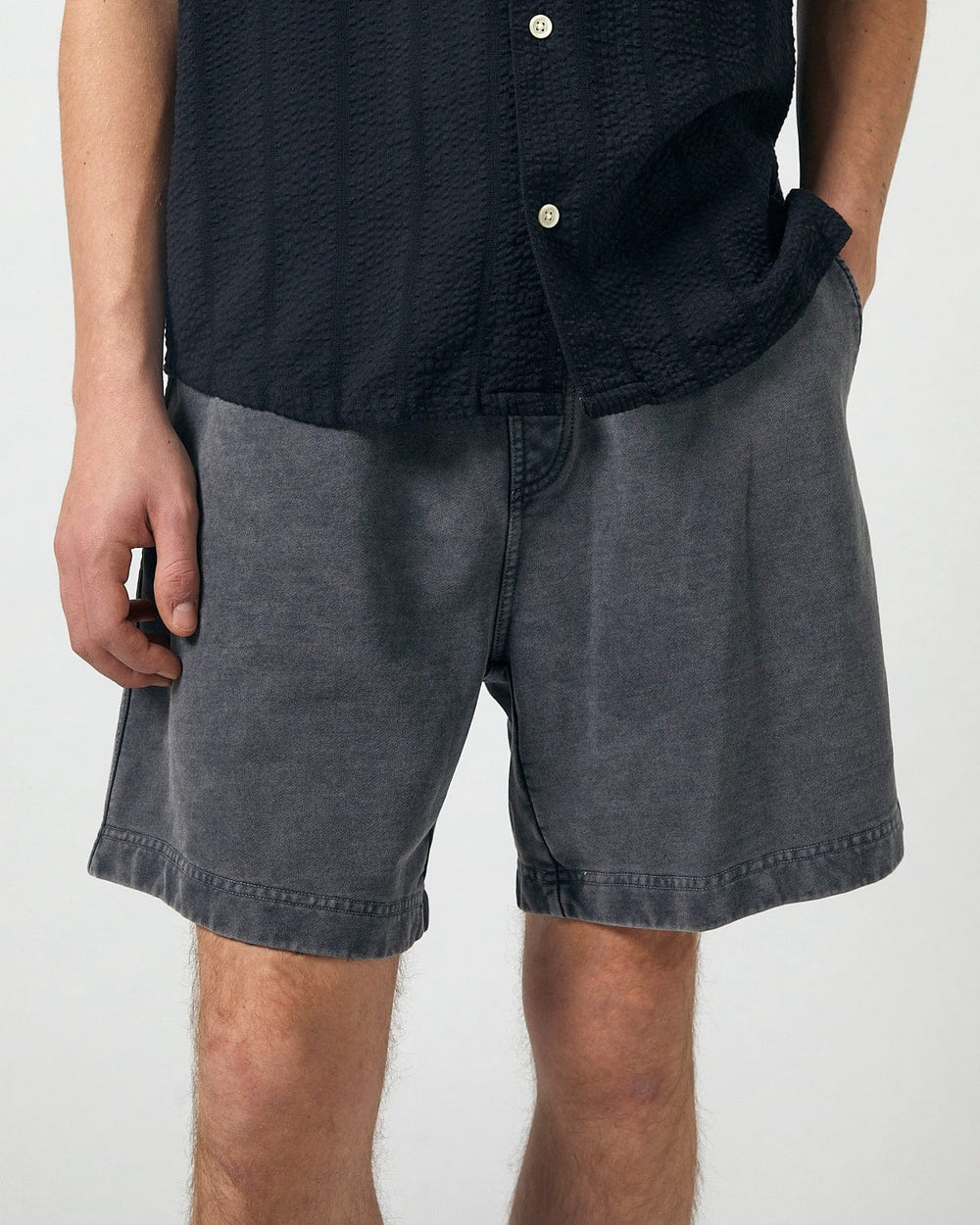 French Terry Garment Dyed Shorts - Washed Black-Sweat Short-Corridor-Corridor