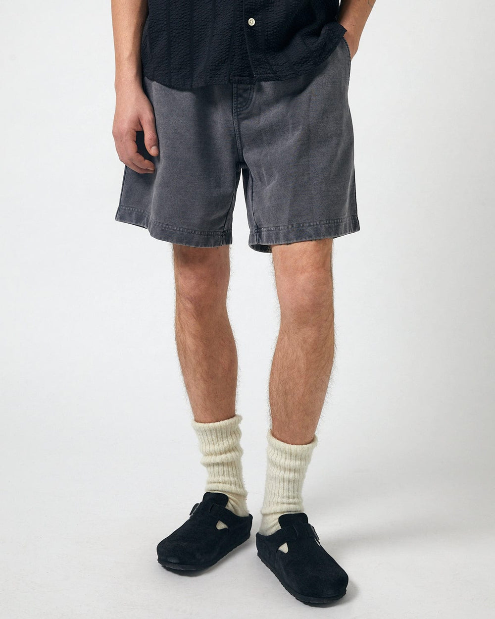 French Terry Garment Dyed Shorts - Washed Black-Sweat Short-Corridor-Corridor
