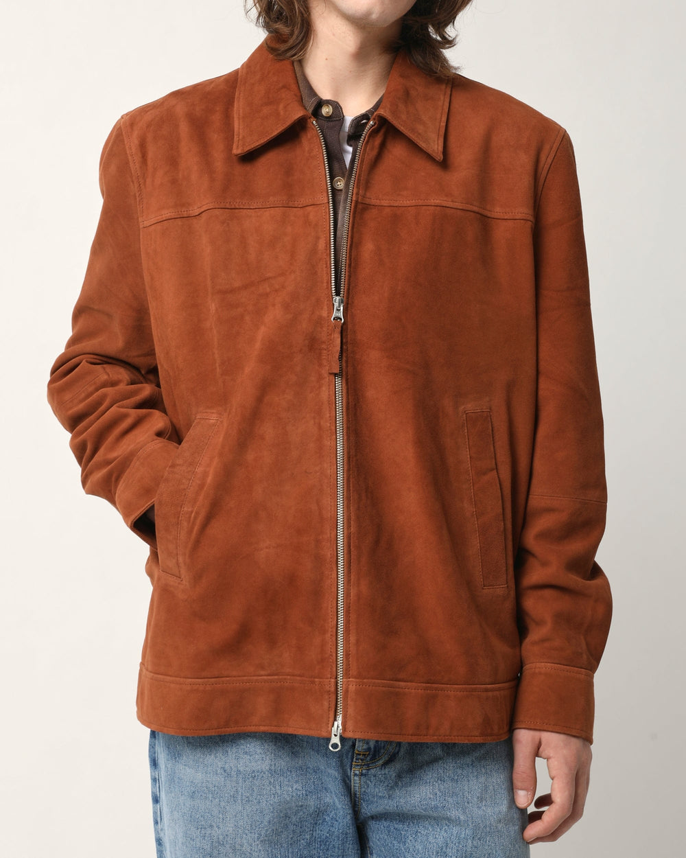 Suede Zip Jacket - Tobacco-Zip Jacket-Corridor-Corridor