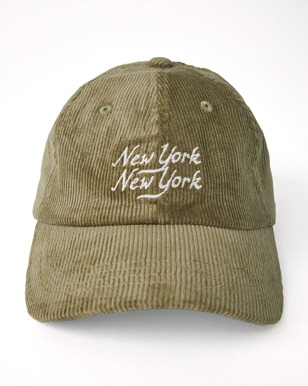 Corduroy Script NY NY Cap - Olive-Cap-Merch Sourcing-Corridor