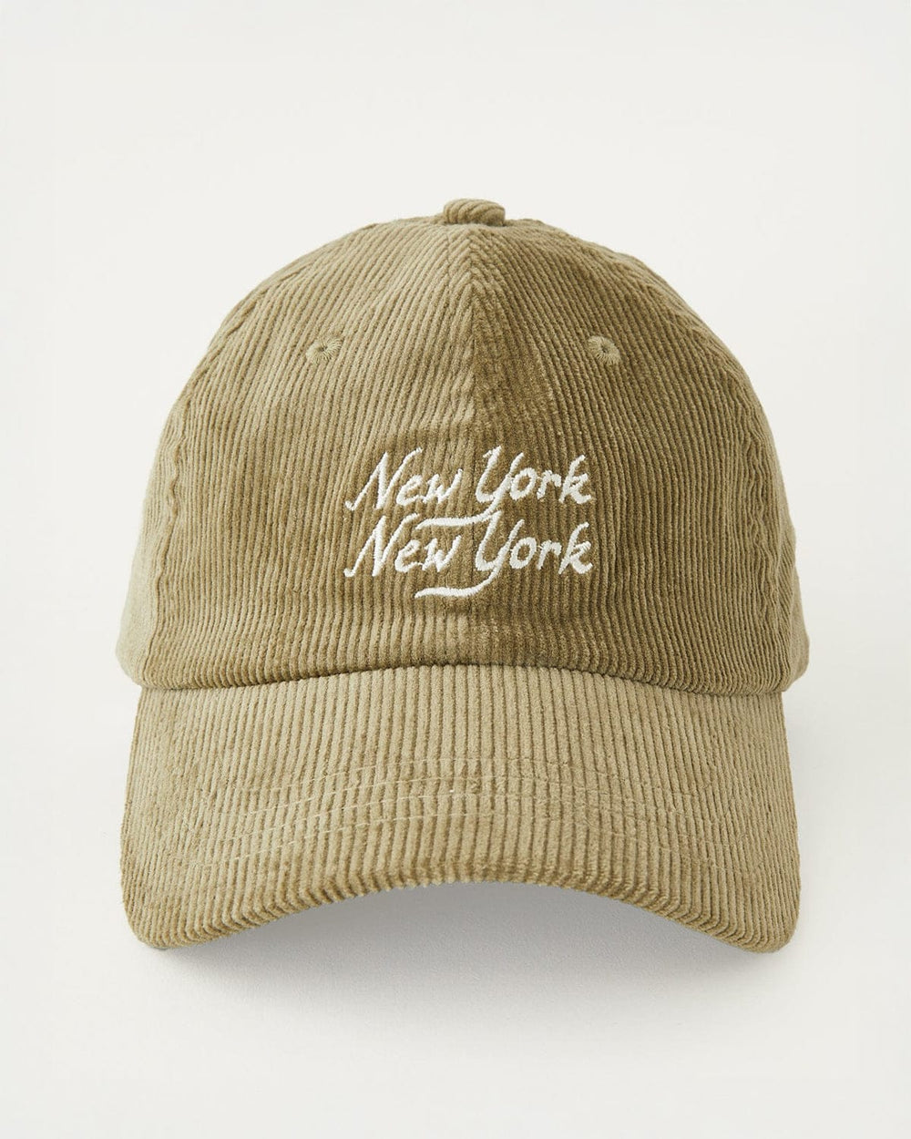 Corduroy Script NY NY Cap - Olive-Cap-Merch Sourcing-Corridor