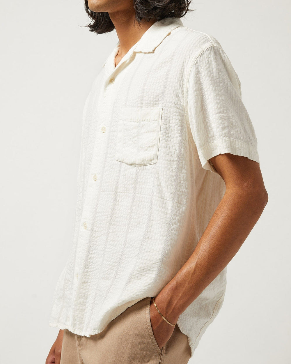 Striped Seersucker SS - White-Short Sleeve Shirt-Corridor-Corridor