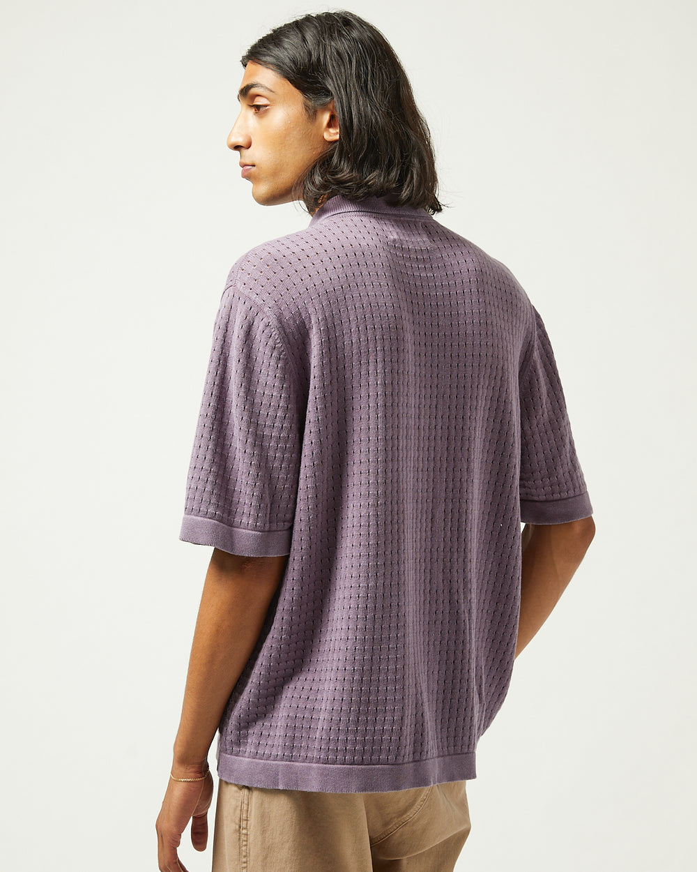 Washed Pointelle Buttondown - Violet-Knit Buttondown-Corridor-Corridor