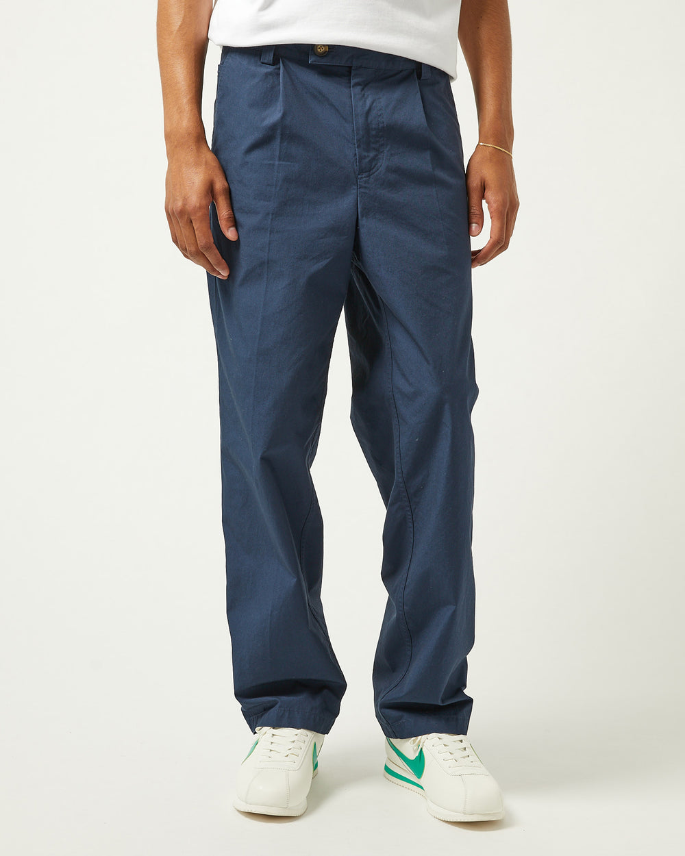 Sateen Trouser - Navy-Pleated Trouser-Corridor-Corridor