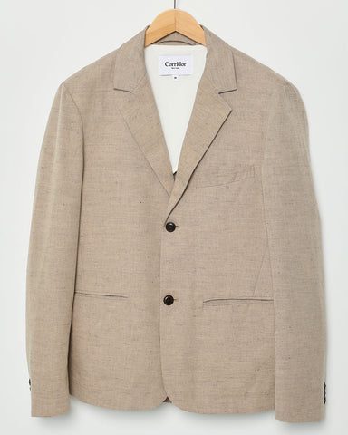 Linen Cotton 2 Button Blazer - Natural