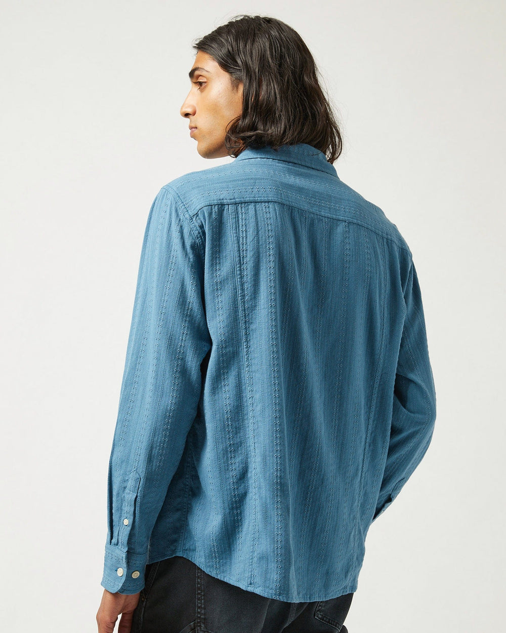 Ripple LS - Blue-Long Sleeve Shirt-Original Madras Trading Co. (OMTC)-Corridor