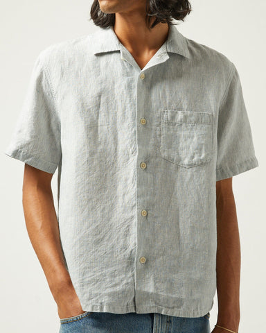 Linen Stripe SS Camp - Blue