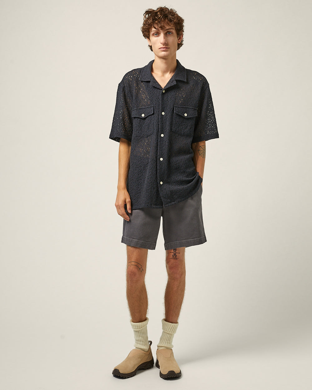 Floral Lace SS Camp - Black-Short Sleeve Shirt-Corridor-Corridor