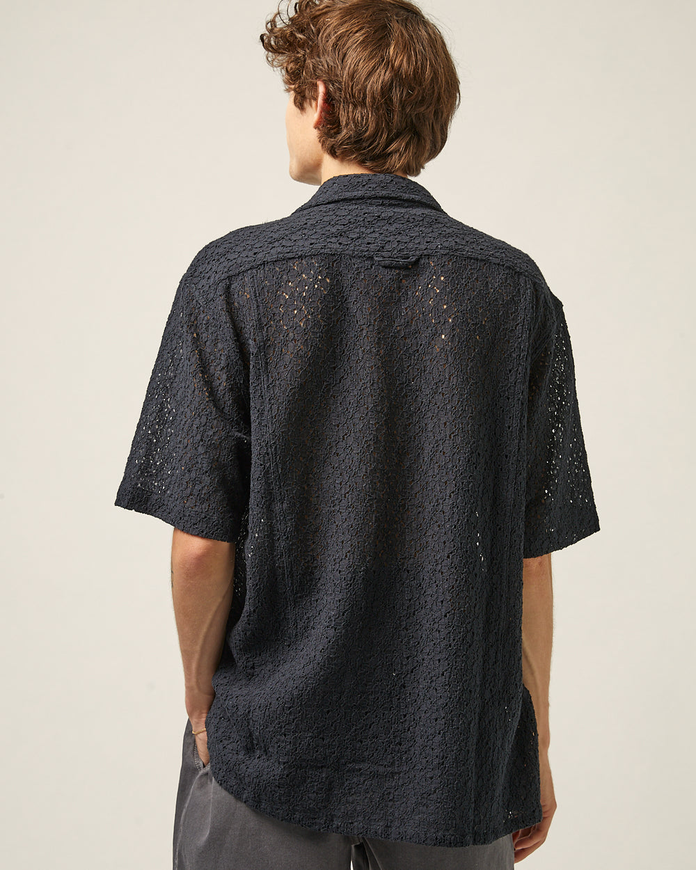 Floral Lace SS Camp - Black-Short Sleeve Shirt-Corridor-Corridor