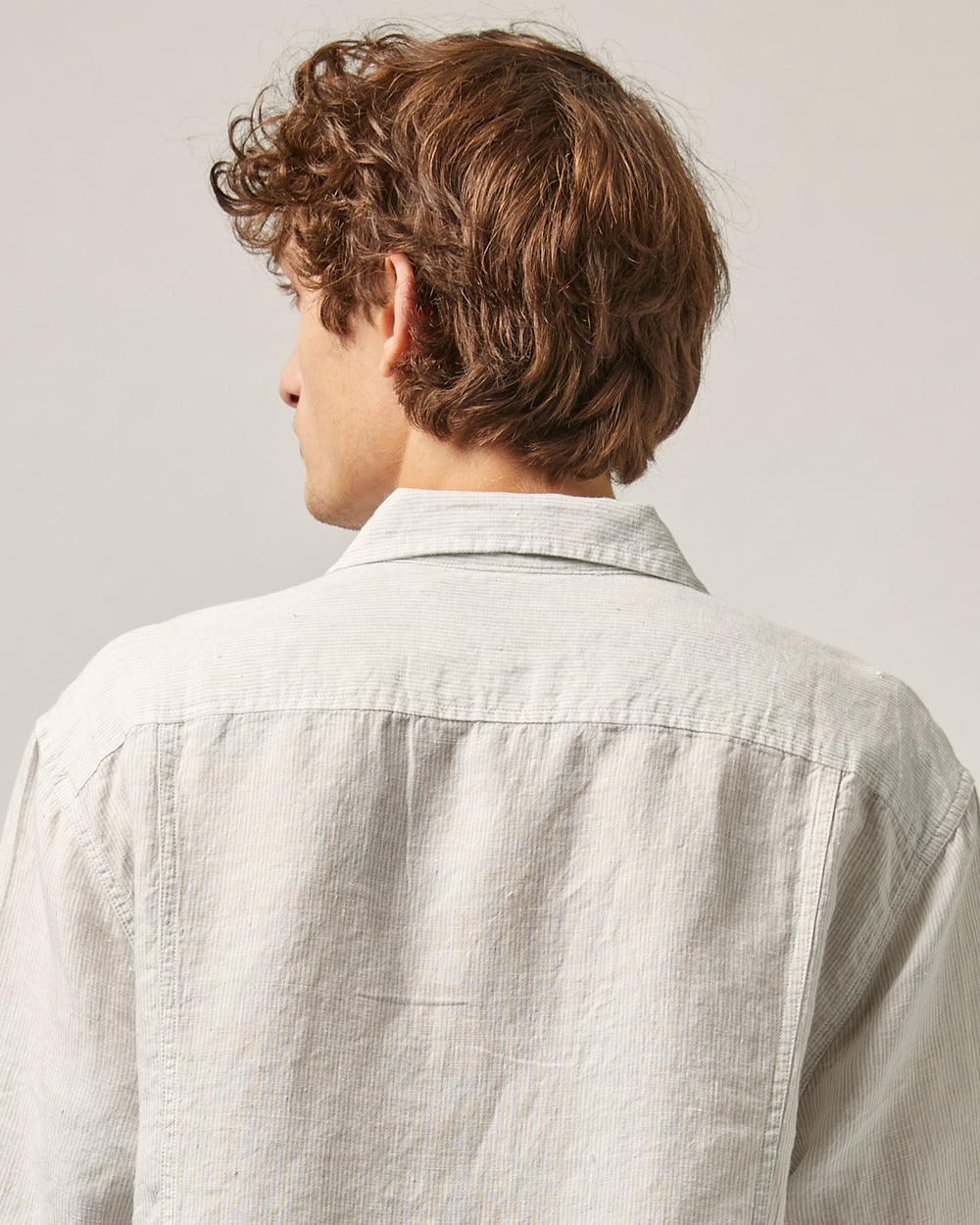 Linen Stripe SS Camp - Grey-Short Sleeve Shirt-Corridor-Corridor