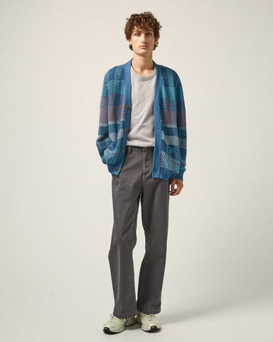 Blow Up Plaid Cardigan - Blue
