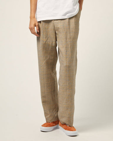 Plaid Linen Pleated Trouser