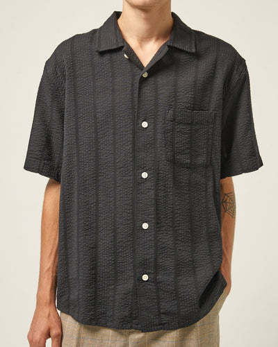 Striped Seersucker SS - Black