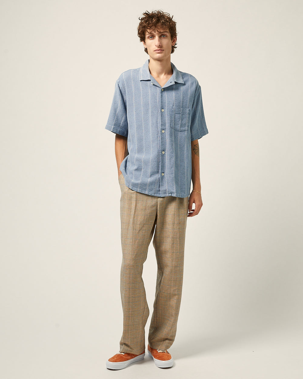 Striped Seersucker SS - Indigo-Short Sleeve Shirt-Corridor-Corridor