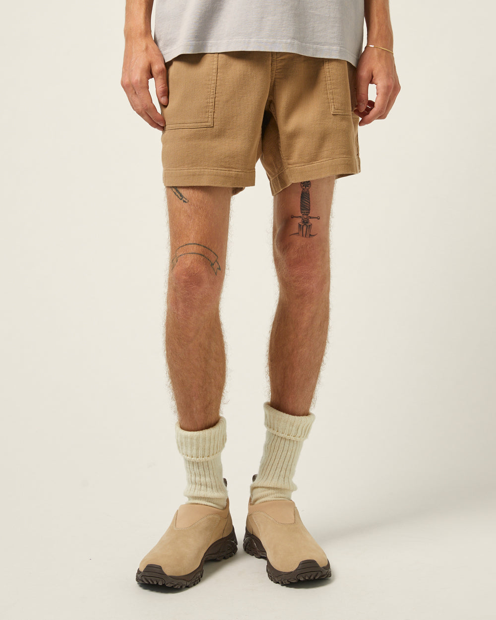 Bedford Cord Camp Pocket Shorts - Khaki-Camp Pocket Shorts-Corridor-Corridor