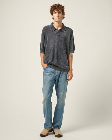 Rice Stitch Polo - Black