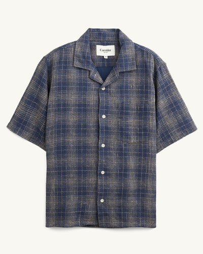 Wavy Linen SS - Navy-SS Shirt-Somelos-Corridor