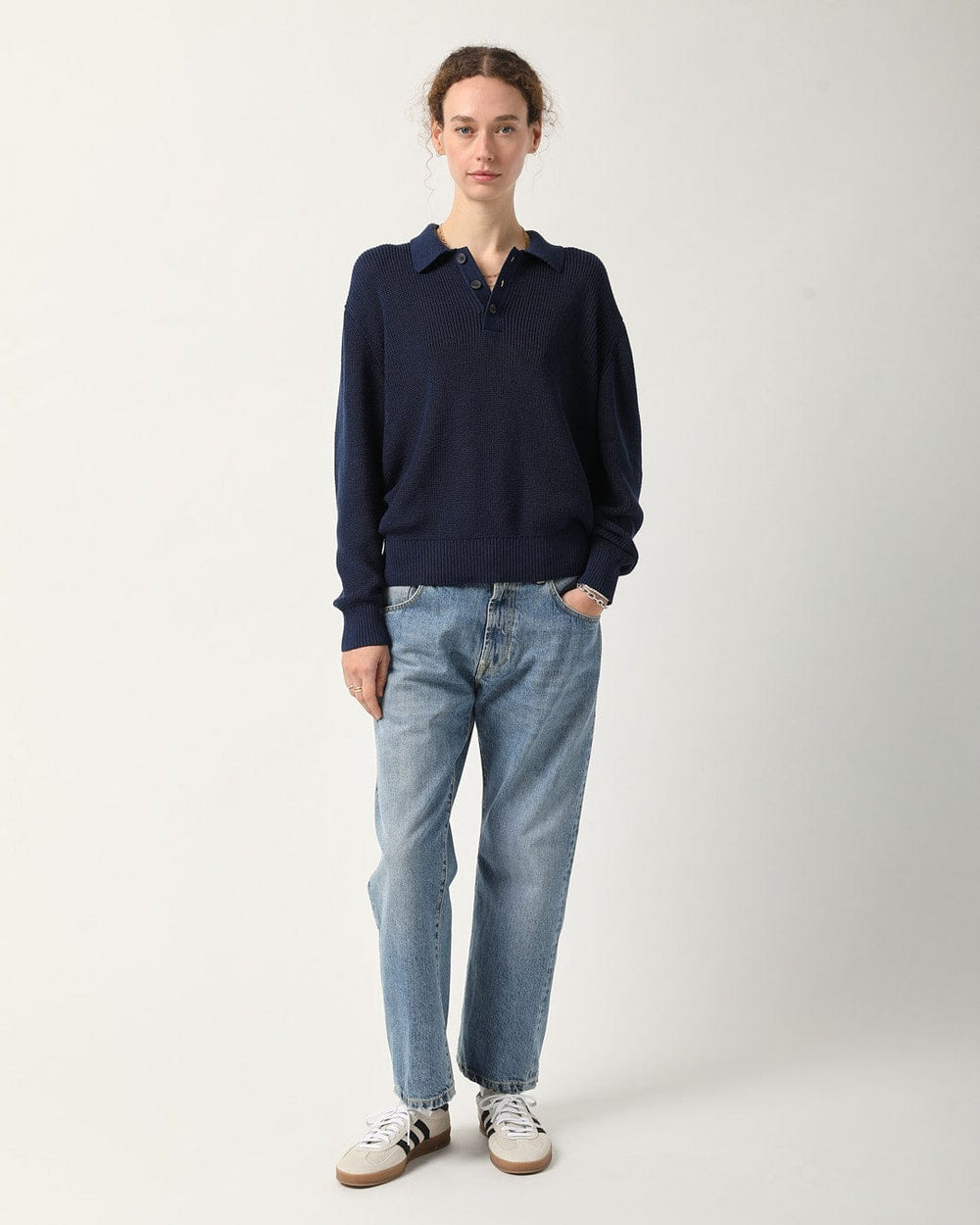 LS Slouchy Polo - Navy-LS Polo-Corridor-Corridor